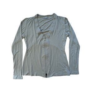 ANATOMIE MADE IN ITALY Zelma Viscose Jersey Zip Up Top Stone Gray Sz S